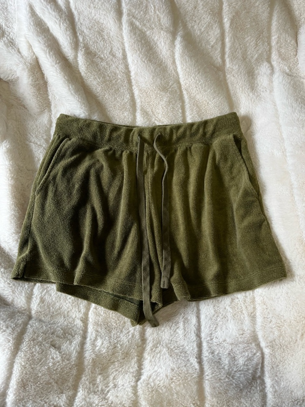 Uniqlo Olive Green Terry Knit Drawstring Shorts